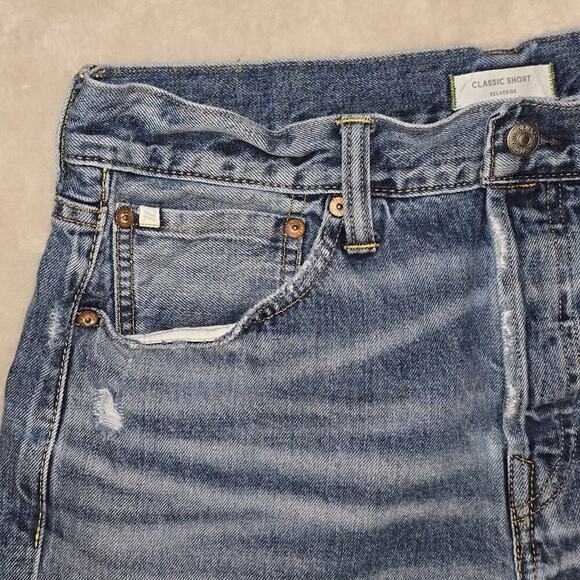 AE77 Women’s Classic Short Selvedge Denim Cutoff Shorts Size 12 FrayedDistressed - Picture 5 of 12